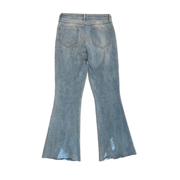 L'AGENCE SERA Jeans Womens Size 27 Light Blue Flared Raw Hem High Rise
